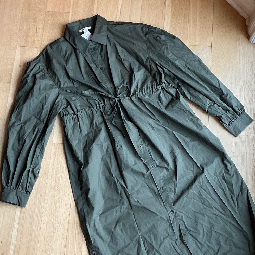 H&M Olive Maternity Shirt Dress